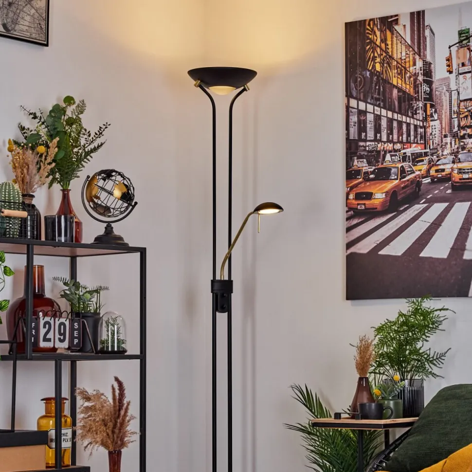 Lampadaire A Vasquerom Led Noir, 2 Lumieres