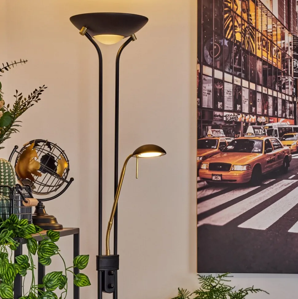 Lampadaire A Vasquerom Led Noir, 2 Lumieres