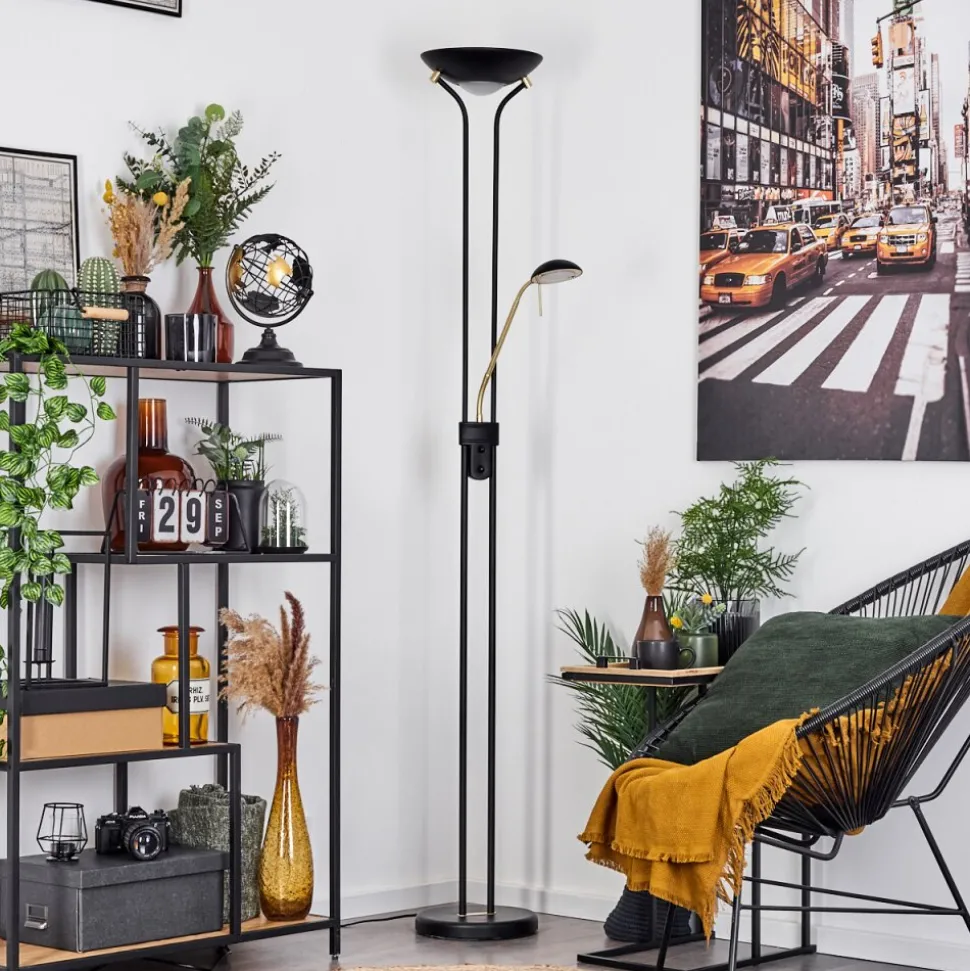 Lampadaire A Vasquerom Led Noir, 2 Lumieres