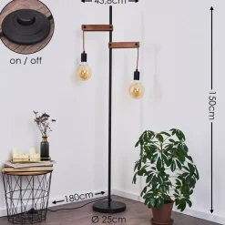 Lampadaire Aarhus Bois Fonce, Noir, 2 Lumieres