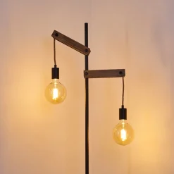 Lampadaire Aarhus Bois Fonce, Noir, 2 Lumieres