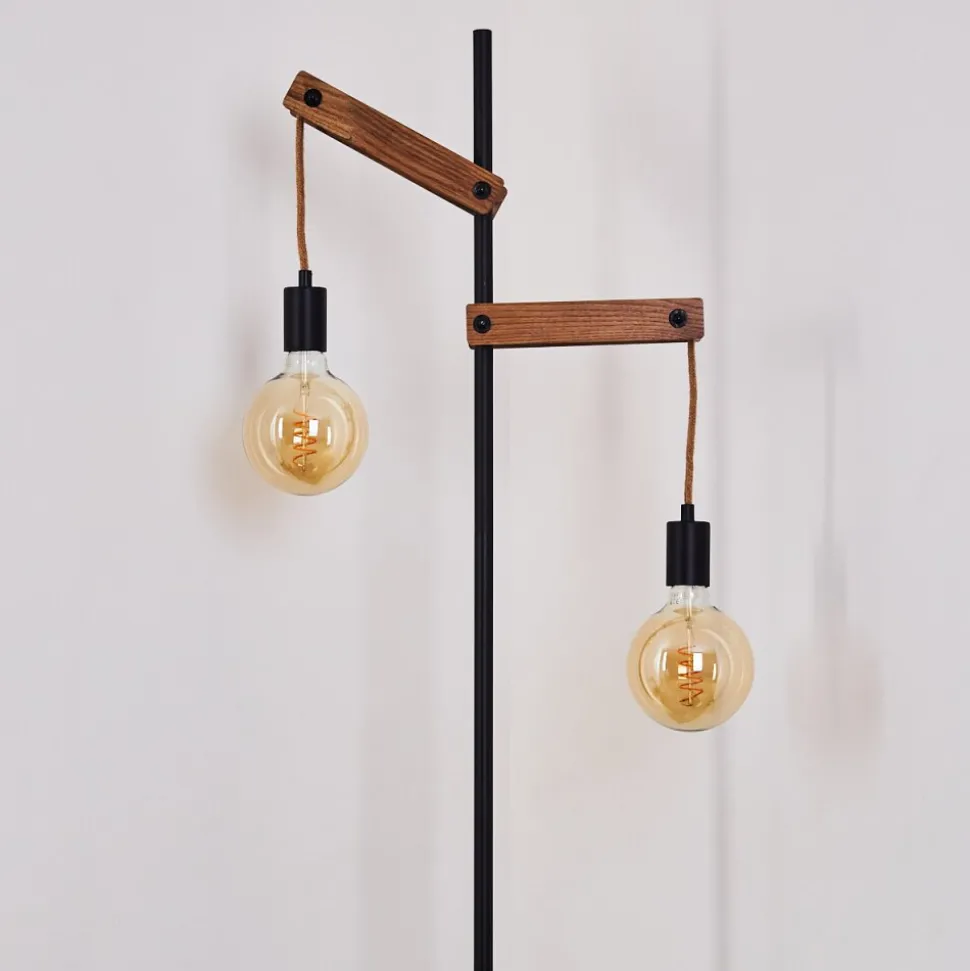 Lampadaire Aarhus Bois Fonce, Noir, 2 Lumieres
