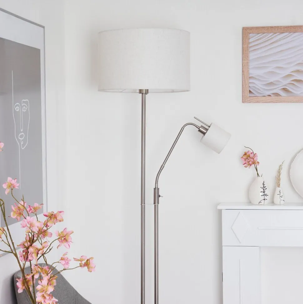 Lampadaire Antillo Nickel Mat, 2 Lumieres