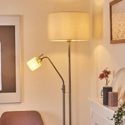 Lampadaire Antillo Nickel Mat, 2 Lumieres