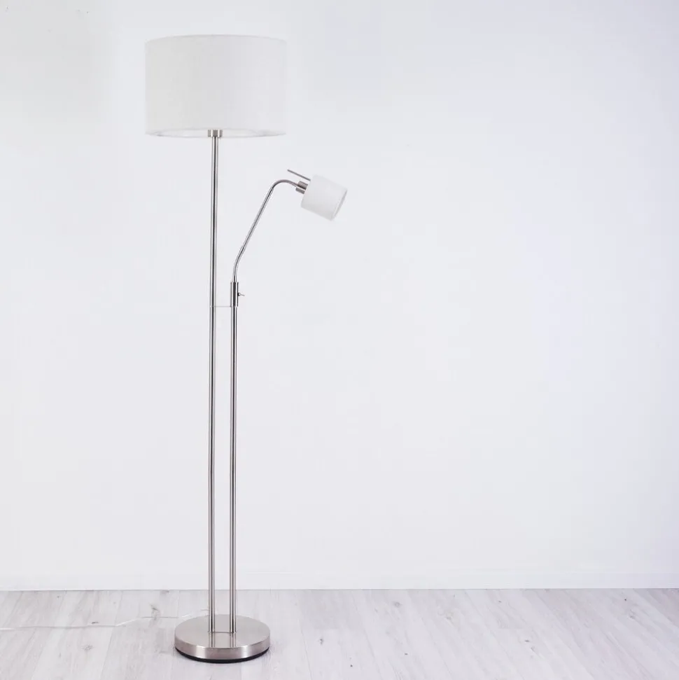 Lampadaire Antillo Nickel Mat, 2 Lumieres