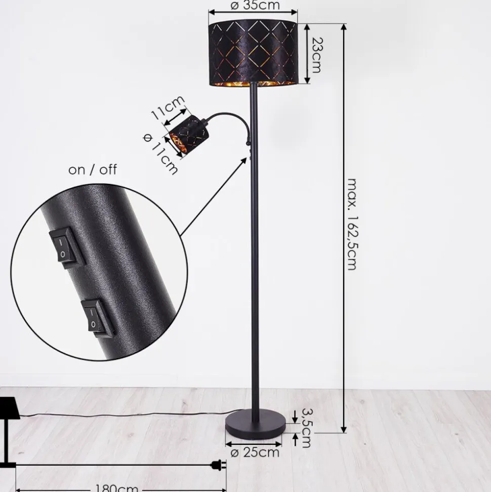 Lampadaire Arnoya Noir, 2 Lumieres