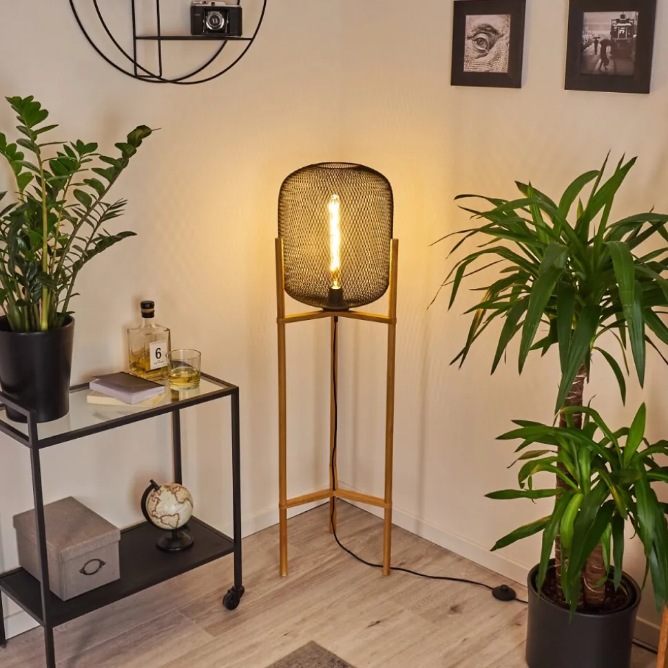 Lampadaire Ateponta Bois Clair, Noir, 1 Lumiere