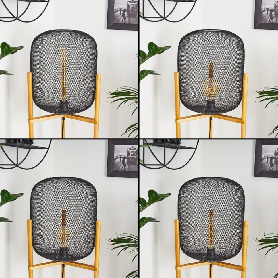 Lampadaire Ateponta Bois Clair, Noir, 1 Lumiere