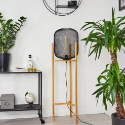 Lampadaire Ateponta Bois Clair, Noir, 1 Lumiere
