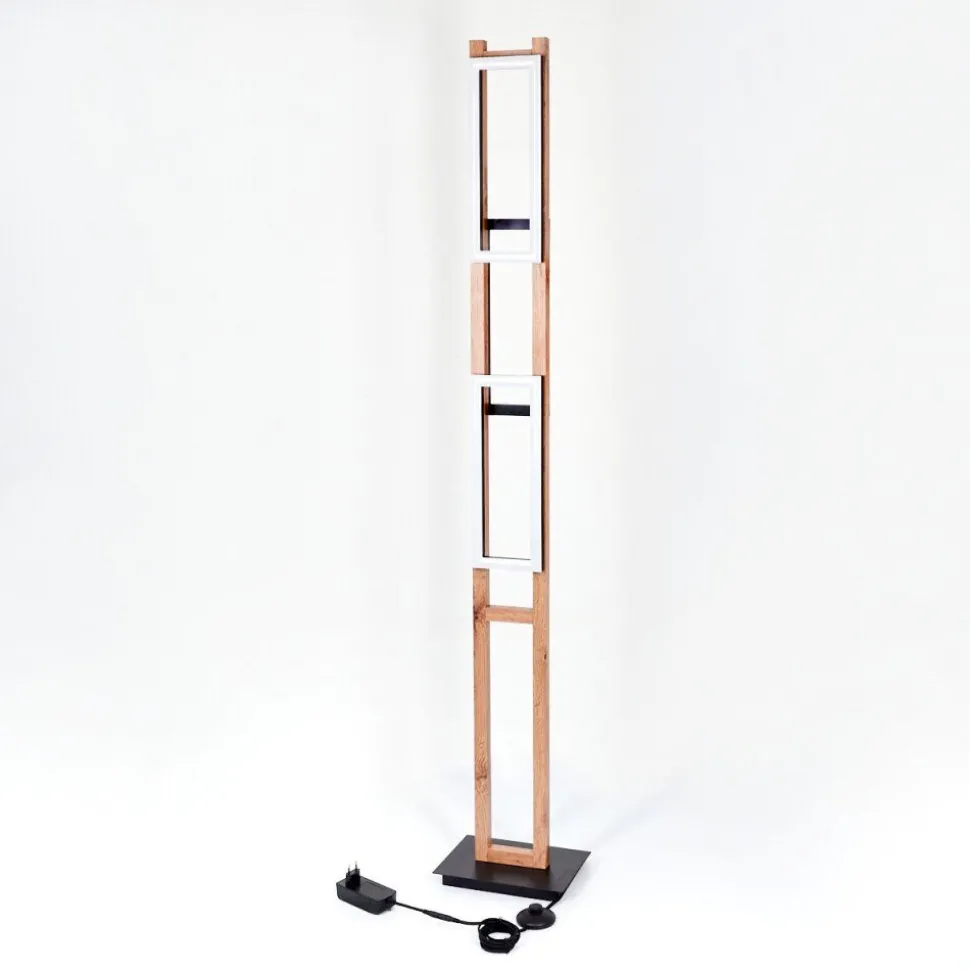 Lampadaire Ayajasco Led Couleur Bois, Ecru, Noir, 1 Lumiere