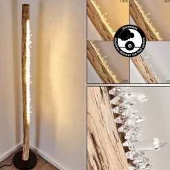 Lampadaire Bansberia Led Bois Clair, Noir, 1 Lumiere