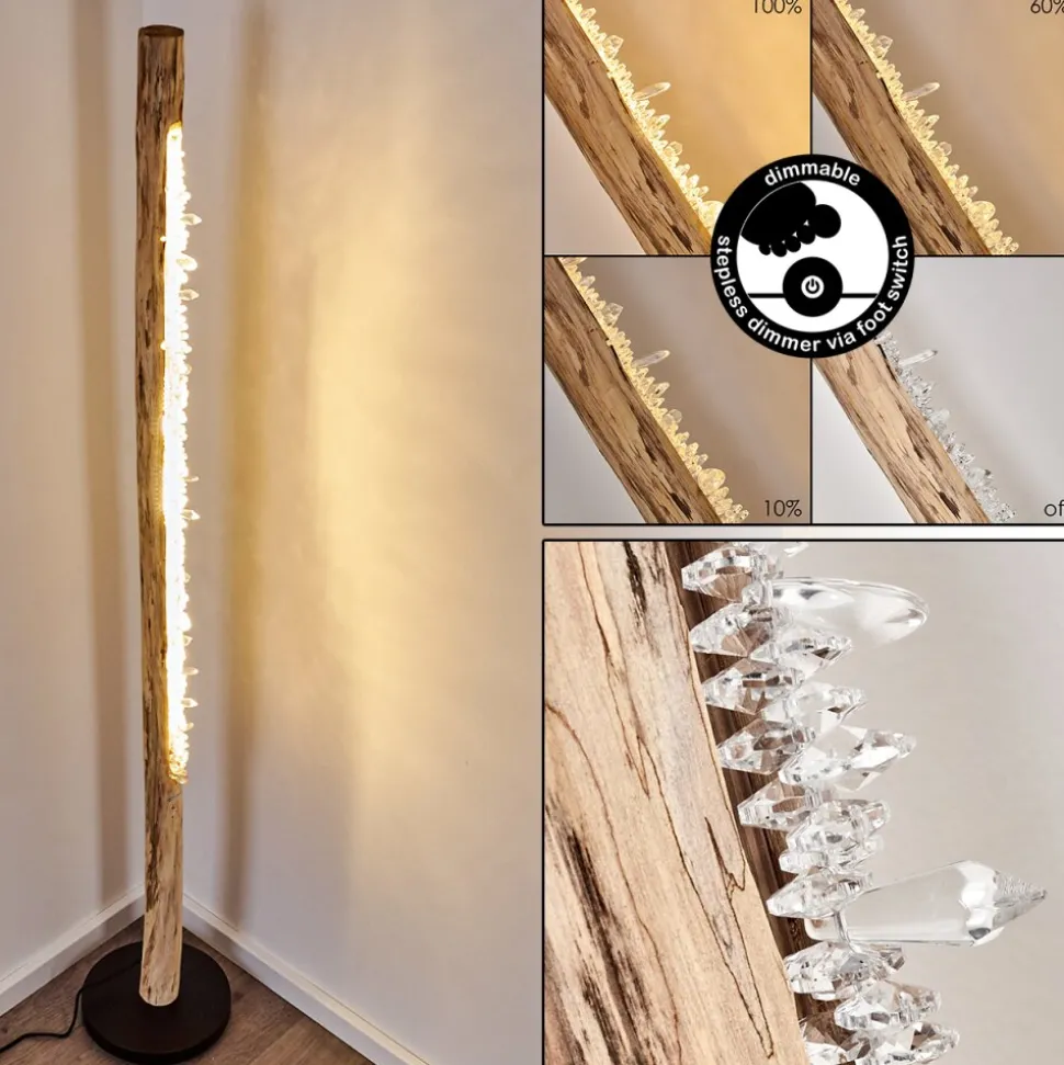 Lampadaire Bansberia Led Bois Clair, Noir, 1 Lumiere