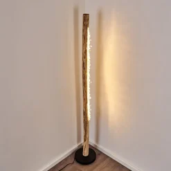 Lampadaire Bansberia Led Bois Clair, Noir, 1 Lumiere