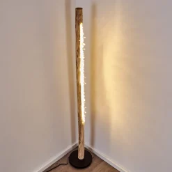 Lampadaire Bansberia Led Bois Clair, Noir, 1 Lumiere
