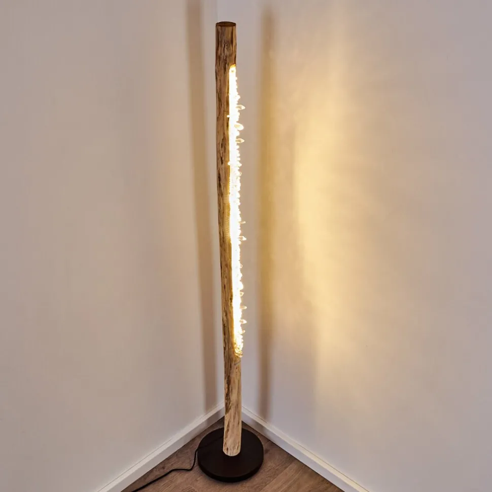 Lampadaire Bansberia Led Bois Clair, Noir, 1 Lumiere