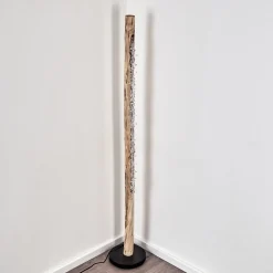 Lampadaire Bansberia Led Bois Clair, Noir, 1 Lumiere