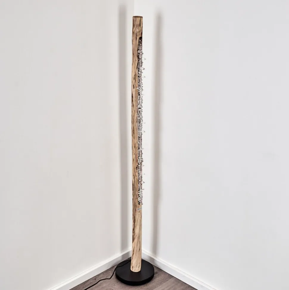 Lampadaire Bansberia Led Bois Clair, Noir, 1 Lumiere