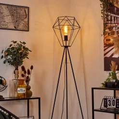 Lampadaire Bardhaman Noir, 1 Lumiere