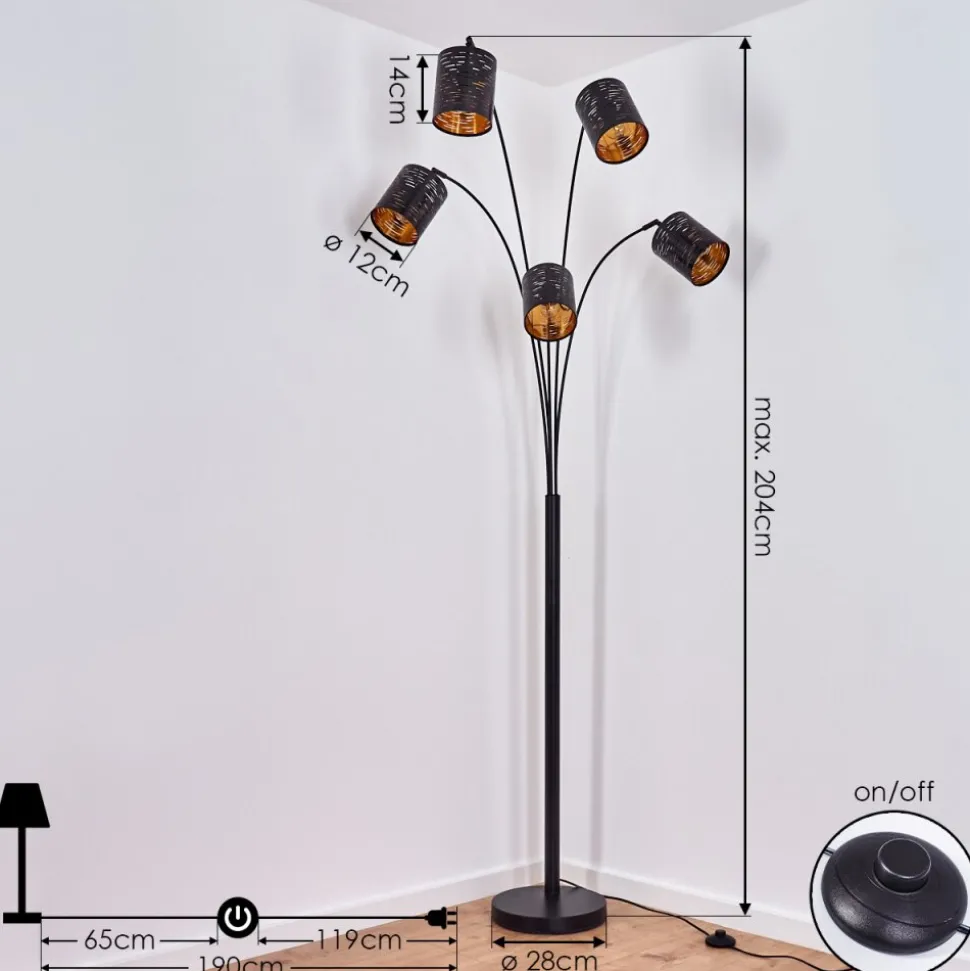 Lampadaire Bathinda Noir, 5 Lumieres