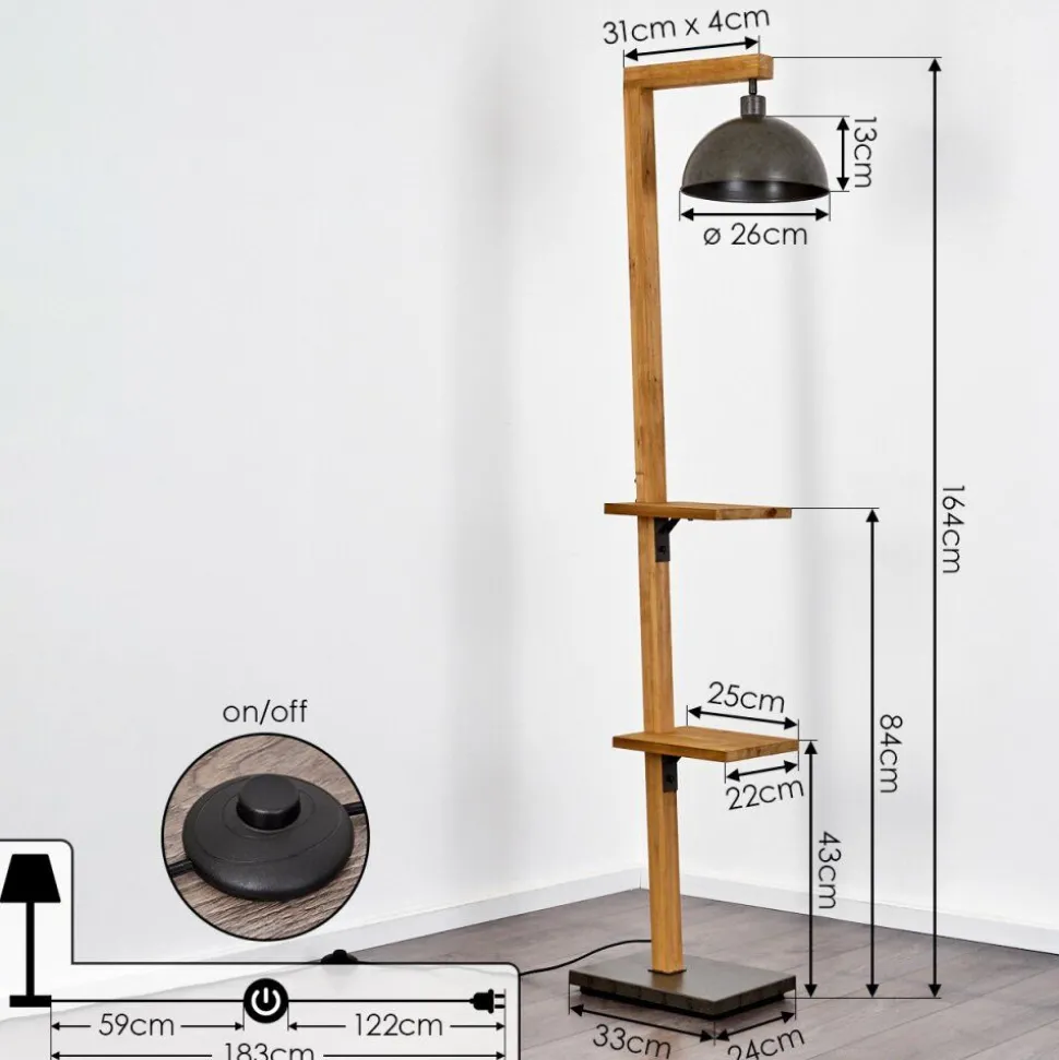 Lampadaire Baval Ecru, 1 Lumiere
