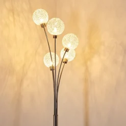Lampadaire Bernado Nickel Mat, 5 Lumieres