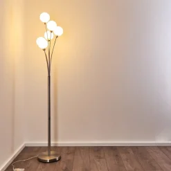 Lampadaire Bernado Nickel Mat, 6 Lumieres