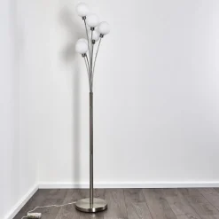 Lampadaire Bernado Nickel Mat, 6 Lumieres