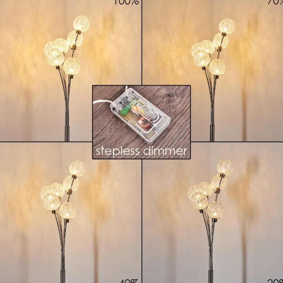 Lampadaire Bernado Nickel Mat, 6 Lumieres