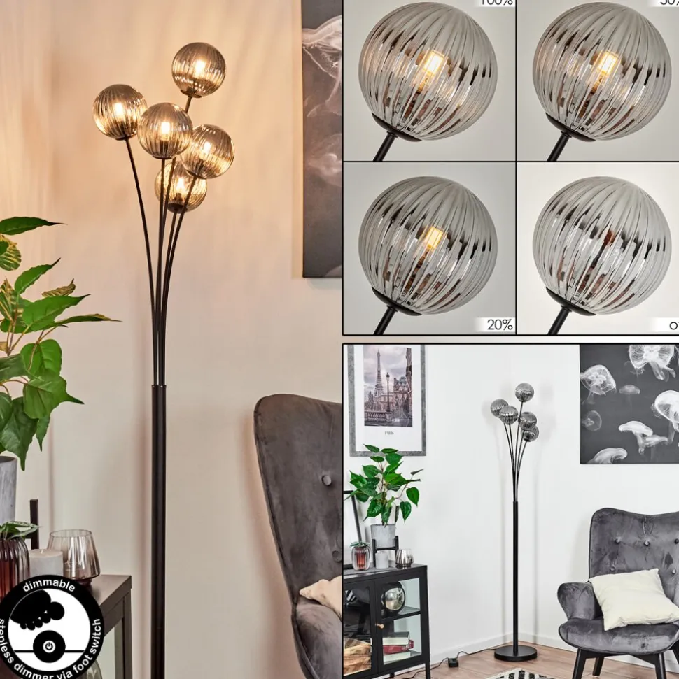 Lampadaire Bernado Noir, 5 Lumieres
