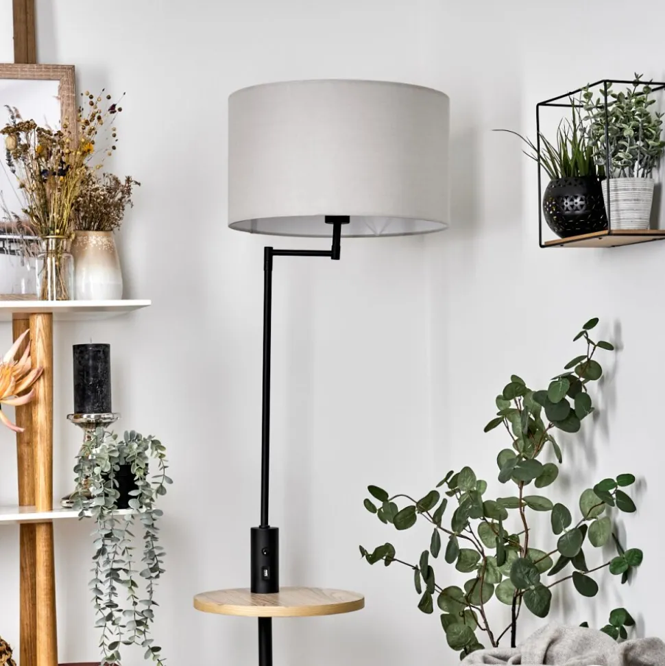 Lampadaire Bigand Ecru, Noir, 1 Lumiere