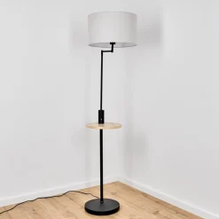 Lampadaire Bigand Ecru, Noir, 1 Lumiere