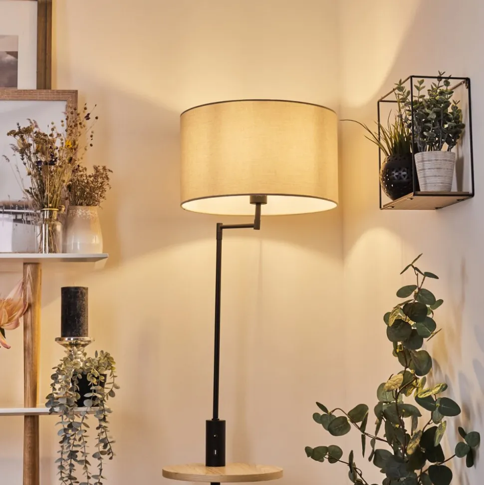 Lampadaire Bigand Ecru, Noir, 1 Lumiere