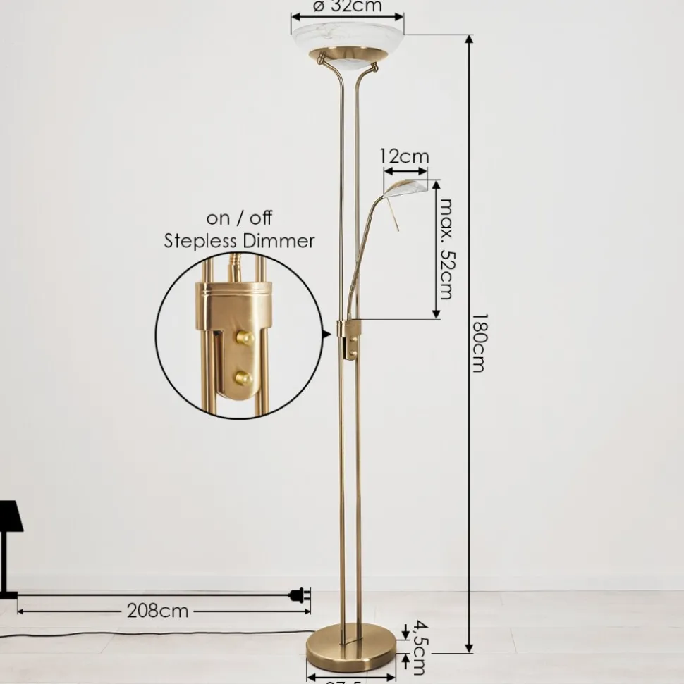 Lampadaire Biot Led Laiton, 2 Lumieres