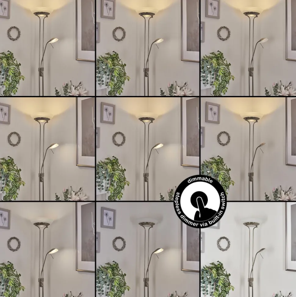 Lampadaire Biot Led Nickel Mat, 2 Lumieres