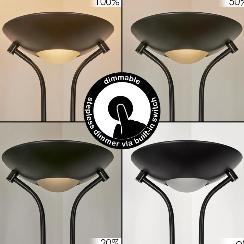 Lampadaire Biot Led Noir, 2 Lumieres