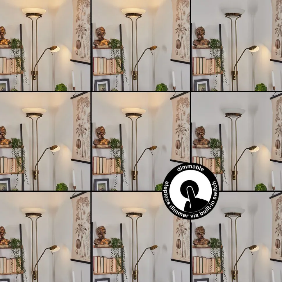 Lampadaire Biot Led Vieux Laiton, 2 Lumieres