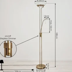 Lampadaire Biot Led Vieux Laiton, 2 Lumieres