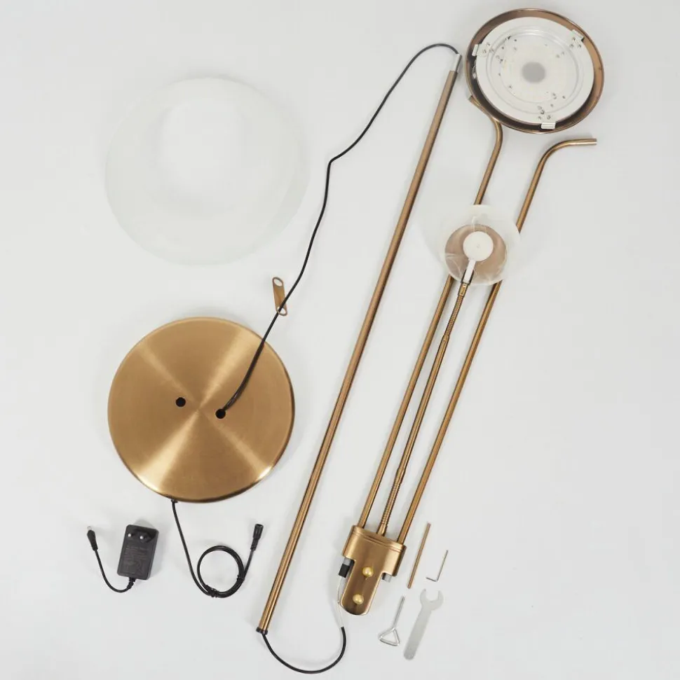 Lampadaire Biot Led Vieux Laiton, 2 Lumieres