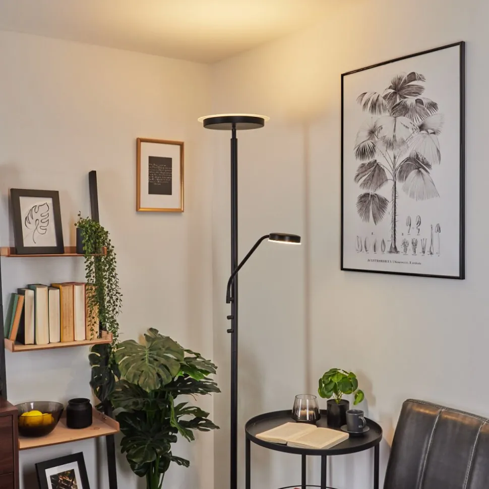Lampadaire Busswil Led Noir, 2 Lumieres