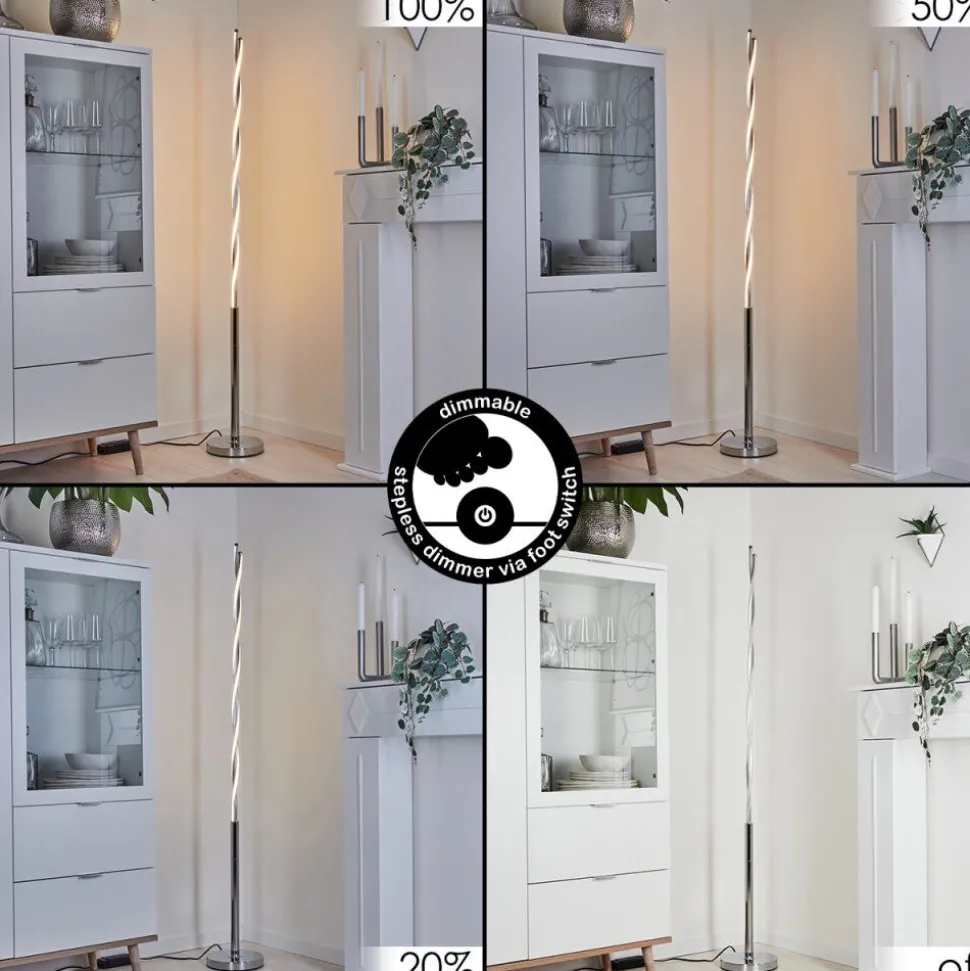 Lampadaire Carmacks Led Argente, 2 Lumieres