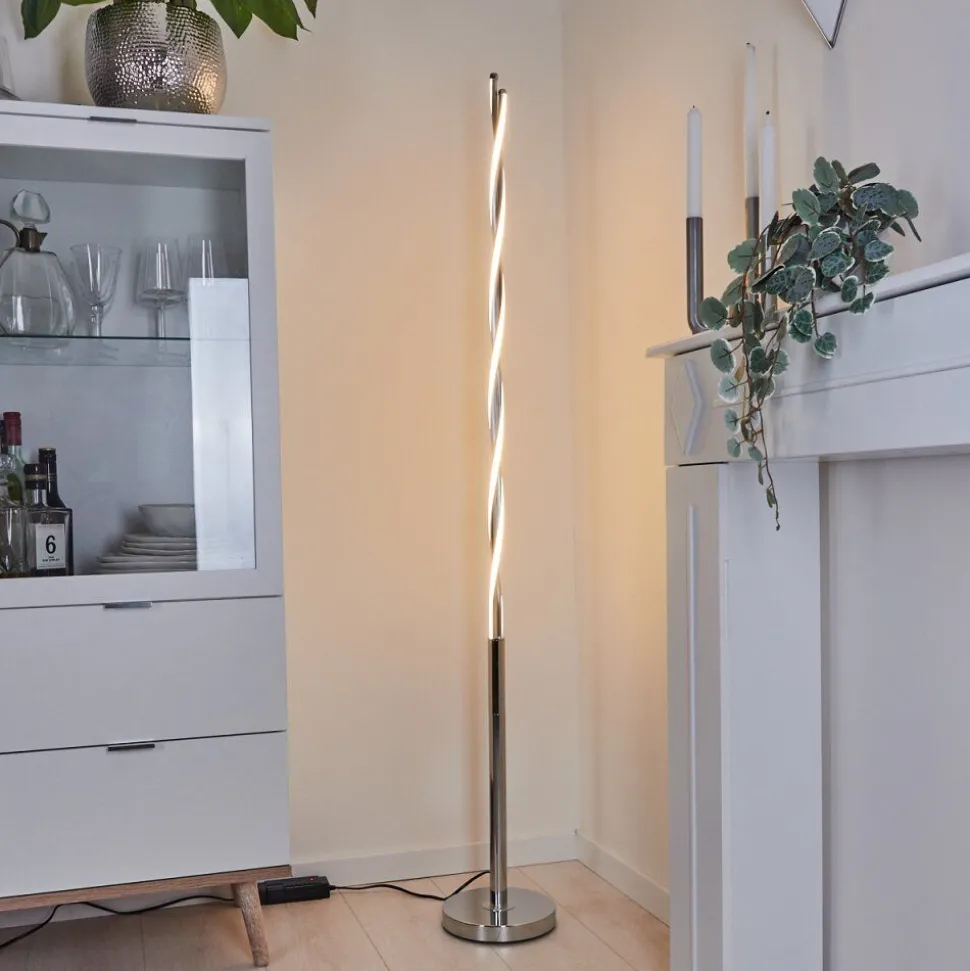 Lampadaire Carmacks Led Argente, 2 Lumieres