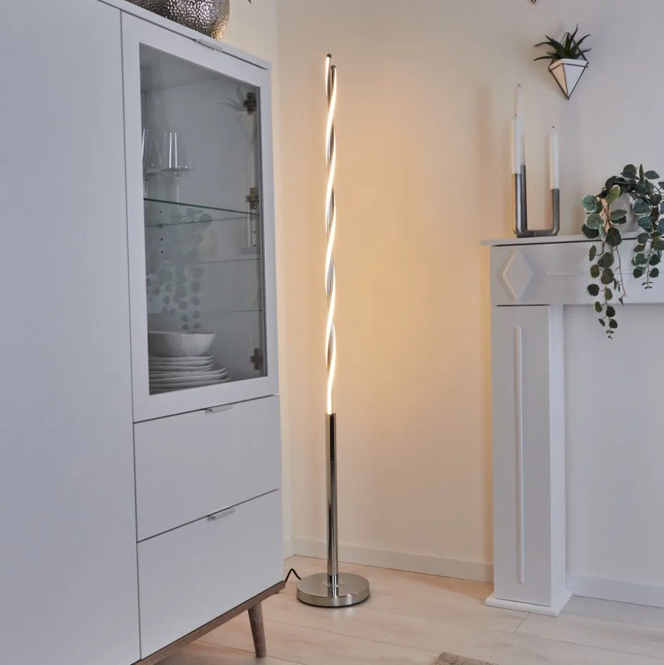 Lampadaire Carmacks Led Argente, 2 Lumieres