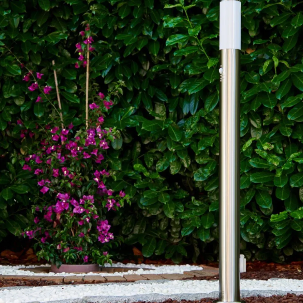 Lampadaire Caserta Acier Inoxydable, 1 Lumiere, Detecteur De Mouvement