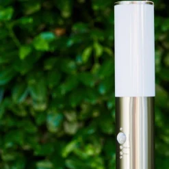 Lampadaire Caserta Acier Inoxydable, 1 Lumiere, Detecteur De Mouvement