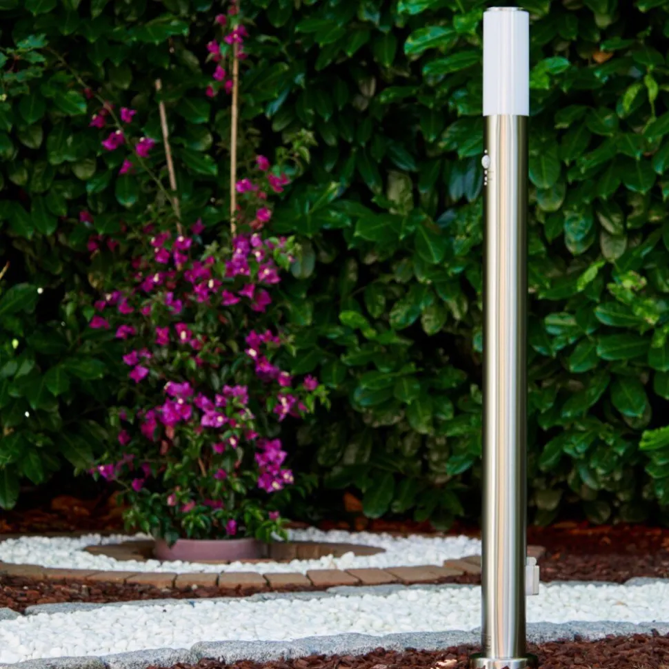 Lampadaire Caserta Acier Inoxydable, 1 Lumiere, Detecteur De Mouvement