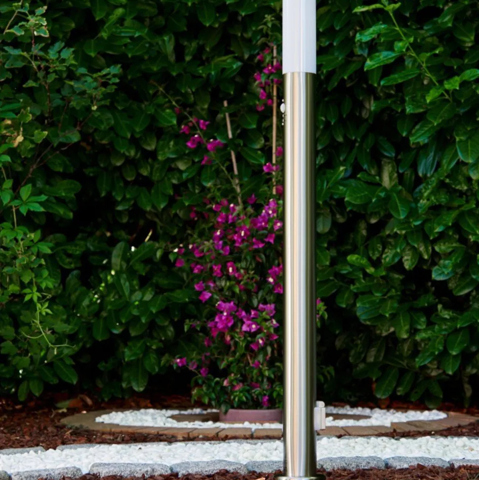 Lampadaire Caserta Acier Inoxydable, 1 Lumiere, Detecteur De Mouvement