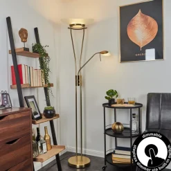 Lampadaire Cavate Led Vieux Laiton, 2 Lumieres