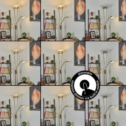 Lampadaire Cavate Led Vieux Laiton, 2 Lumieres