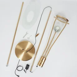 Lampadaire Cavate Led Vieux Laiton, 2 Lumieres