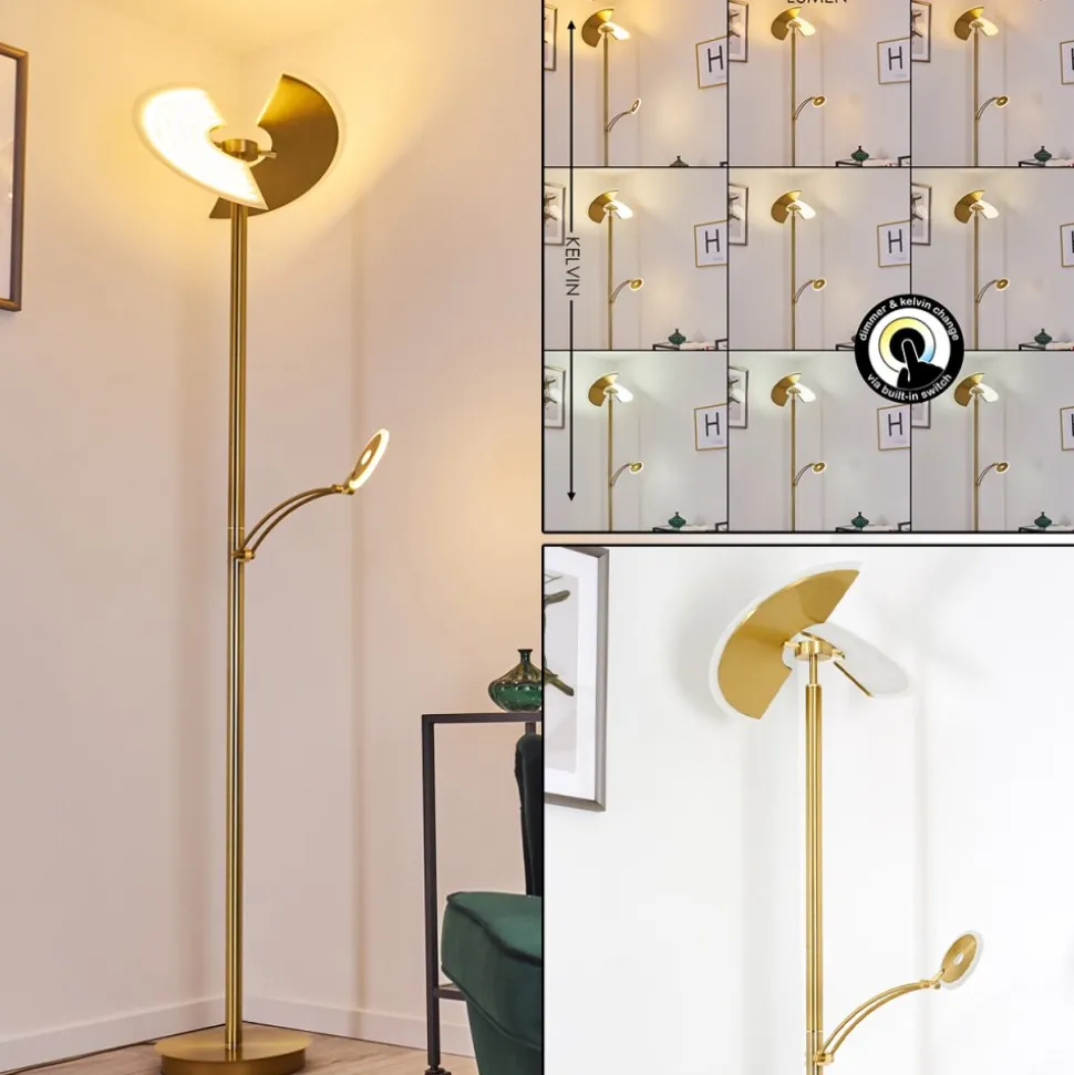Lampadaire Cazis Led Laiton, 2 Lumieres
